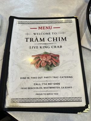 Tràm Chim Live King Crab Menu