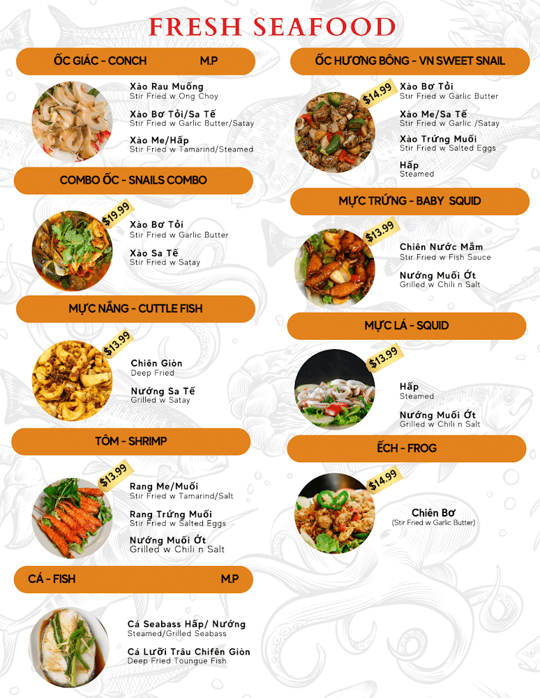 Tràm Chim Live King Crab Menu